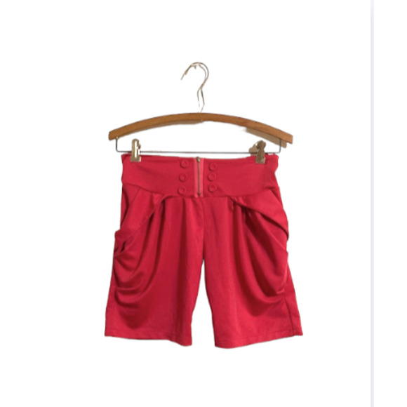 FUCHSIA Pink High-Waisted Shorts with Back POCKETS - Small to Medium - Picture 2 of 5